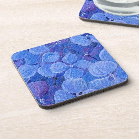 6 Kork Back Untersetzer - Blue Hydrangea (Linke Seite)