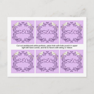 6 Liebesvögel Lila/Lavendel Hochzeitsgeschenk-Anhä Postkarte