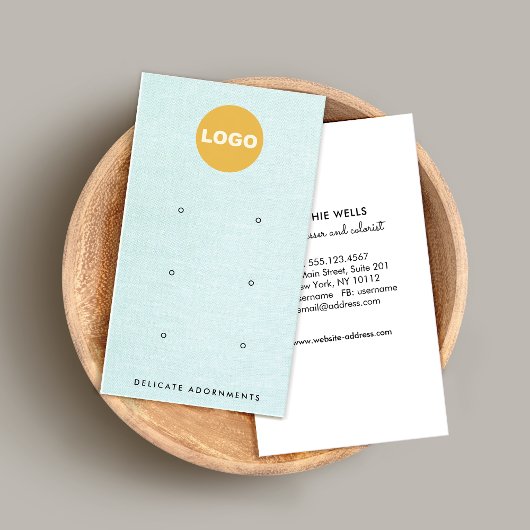 6 Loch Study Earring Blue Linen Display Business C Visitenkarte