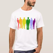 6 MÄNNER IN DEN FARBEN DER GAY FLAG T-Shirt (Vorderseite)