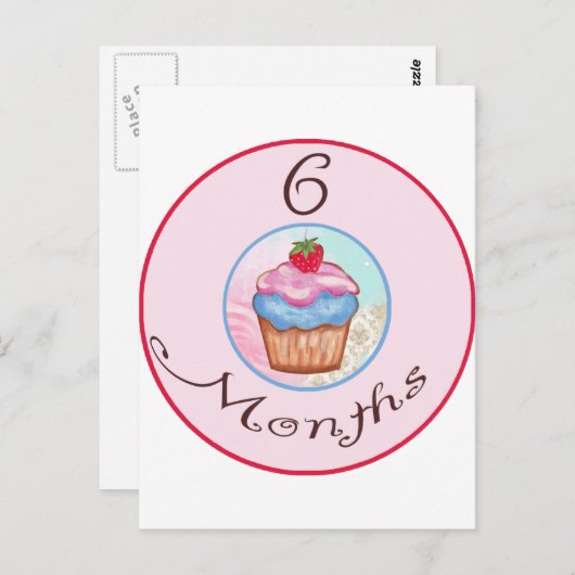 6 Monate Cupcake Meilenstein Postkarte (Vorne/Hinten)