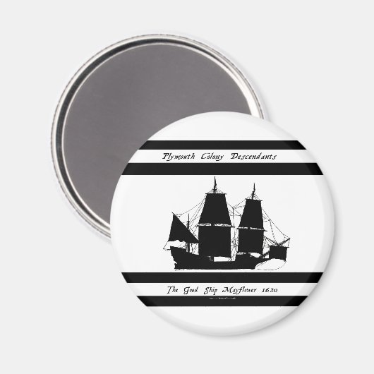 6 Nachkommen von Mayflower Magnet (Vorderseite/Rückseite)