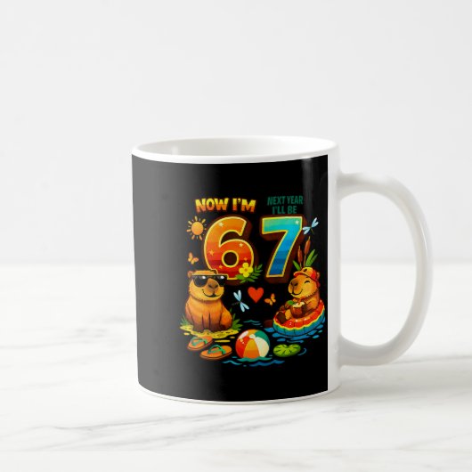6 nächstes Jahr werde ich 7 Capybara 67 Meme Kinde Kaffeetasse (Rechts)