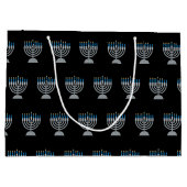 6. Nacht Hanukkah Glitzer Große Geschenktasche Große Geschenktüte (Rückseite)