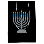 6. Nacht Hanukkah Glitzer Mittlere Geschenktasche Mittlere Geschenktüte (Rückseite)