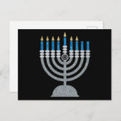 6. Nacht Hanukkah Glitzer Postkarte (Vorne/Hinten)