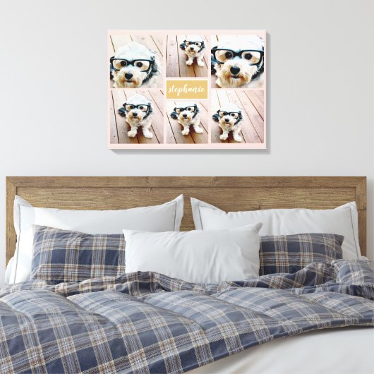 6 Name der Fotocollage Minimalistisch - Farbe bear Leinwanddruck (Insitu (Schlafzimmer))