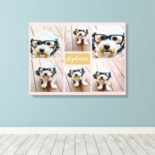 6 Name der Fotocollage Minimalistisch - Farbe bear Leinwanddruck (Insitu (Holzboden))