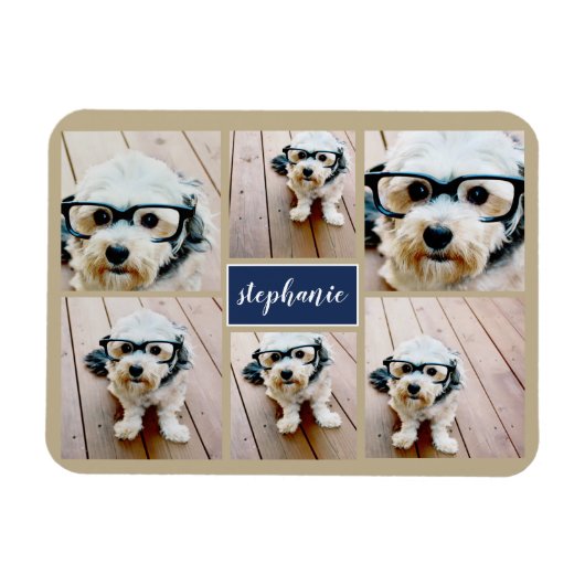 6 Name der Fotocollage Minimalistisch - Farbe bear Magnet (Horizontal)
