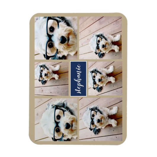 6 Name der Fotocollage Minimalistisch - Farbe bear Magnet (Vertikal)
