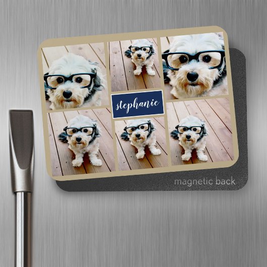 6 Name der Fotocollage Minimalistisch - Farbe bear Magnet