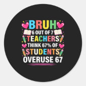 6 Out Of 7 Teachers Think 67% Of Students Overuse Runder Aufkleber (Vorderseite)