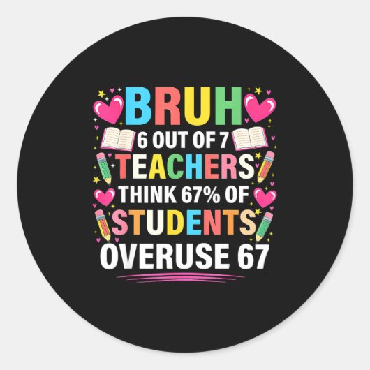 6 Out Of 7 Teachers Think 67% Of Students Overuse Runder Aufkleber (Vorderseite)