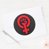 6 Pack Custom Red Glossy Feminist Symbol Stickers (Umschlag)