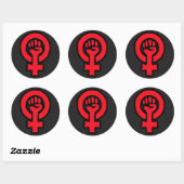 6 Pack Custom Red Glossy Feminist Symbol Stickers (Blatt)