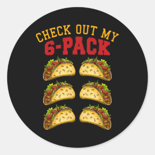 6 Pack Fitness Taco Funny Mexican Gym Top für Taco Runder Aufkleber