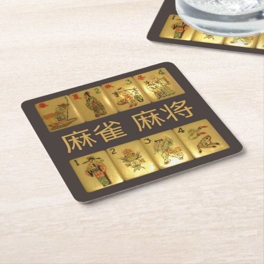 6 PapierUntersetzer - 麻雀麻将 Blumen u. Jahreszeiten Rechteckiger Pappuntersetzer (angewinkelt)