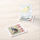 6 PapierUntersetzer - Pfaufliese mit 麻雀麻将 Rechteckiger Pappuntersetzer (Vor Ort)