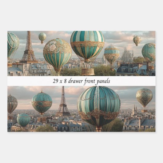 6 Paris Hot Air Balloon Wrapping Drawer Panels Geschenkpapier Set (Vorderseite)