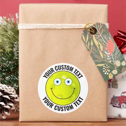 6 Personalisierter Text im Pickleball, benutzerdef Runder Aufkleber (Feiertag)