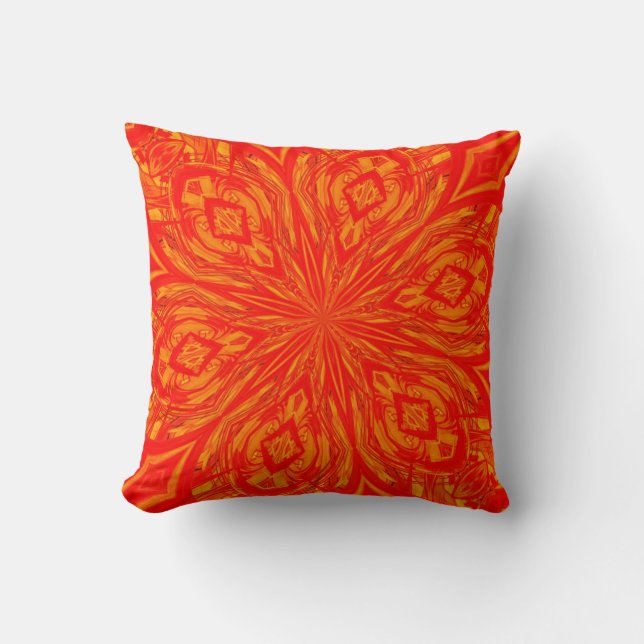 6 Petal Abstrakt Orange Crush Throw Kissen (Vorderseite)