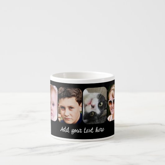 6 photo collage add text black espressotasse (Vorderseite)