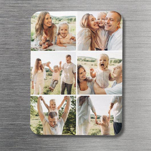 6 Photo Collage Custom Modern Simple  Magnet