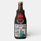 6 Photo Collage Father's Day Grill Master Add Name Flaschenkühler (Flaschenvorderseite)
