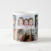 6 Photo Collage Foliage Blue Christmas Family Jumbo-Tasse (Vorderseite)