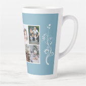 6 Photo Collage Foliage Blue Christmas Family Milchtasse (Rechts)
