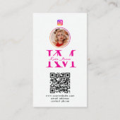 6 Photo Collage Influencer Feed Pink Monogram Visitenkarte (Rückseite)