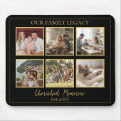 6 Photo Collage Minimalist Black Gold Mouse Pad Mousepad (Vorne)