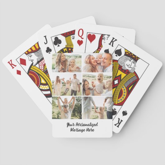 6 Photo Collage Vertical Custom Text Poker Spielkarten (Rückseite)