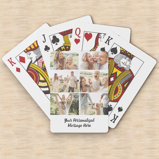 6 Photo Collage Vertical Custom Text Poker Spielkarten