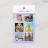 6 Photo Feed Grid Social Media QR Code Holographic Visitenkarte (Rückseite)