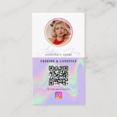 6 Photo Feed Grid Social Media QR Code Holographic Visitenkarte (Vorderseite)