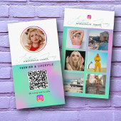 6 Photo Feed Grid Social Media QR Code Holographic Visitenkarte