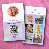 6 Photo Feed Grid Social Media QR Code Holographic Visitenkarte