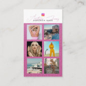 6 Photo Feed Grid Social Media QR Code Pink Visitenkarte (Rückseite)