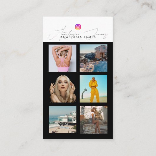 6 Photo Feed Grid Social Media QR Code Visitenkarte (Rückseite)