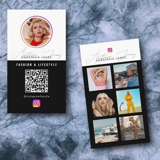 6 Photo Feed Grid Social Media QR Code  Visitenkarte