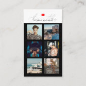 6 Photo Feed Grid Vlogger Channel QR Code Male Visitenkarte (Rückseite)