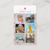 6 Photo Grid Social Media QR Code Leopard Print Visitenkarte (Rückseite)