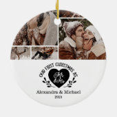 6 Photo Heart First Christmas as Mr & Mrs Keramik Ornament (Hinten)