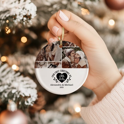 6 Photo Heart First Christmas as Mr & Mrs Keramik Ornament