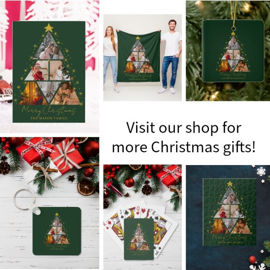 6 Photo Tree Shape Christmas Card Geschirrtuch