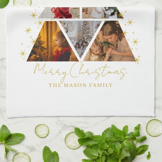 6 Photo Tree Shape Christmas Card Geschirrtuch (Gefaltet)