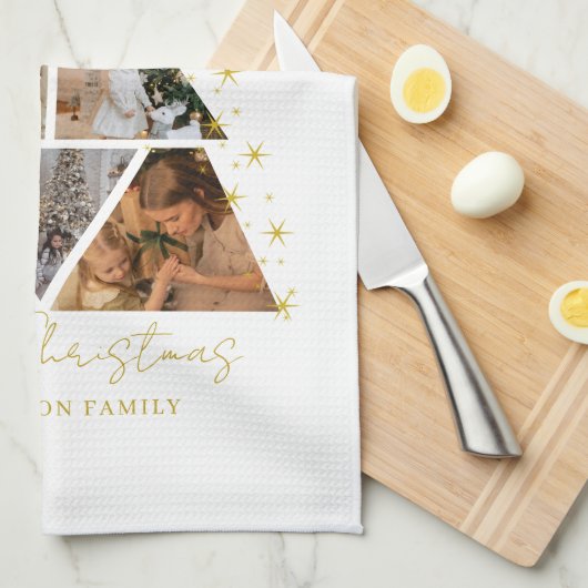 6 Photo Tree Shape Christmas Card Geschirrtuch (Viertel Falte)