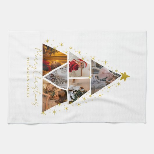 6 Photo Tree Shape Christmas Card Geschirrtuch (Horizontal)