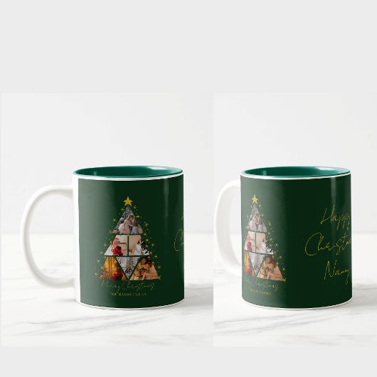 6 Photo Tree Shape Christmas gift grandparent Zweifarbige Tasse